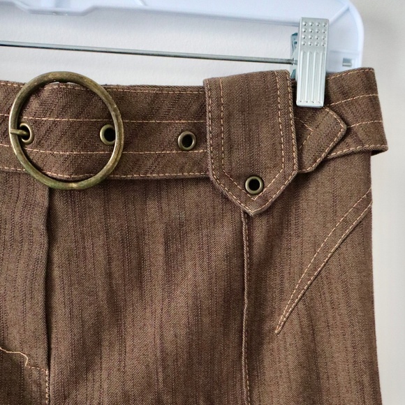 Casual Grommet Zipper Brown Structured Pants - Picture 2 of 9